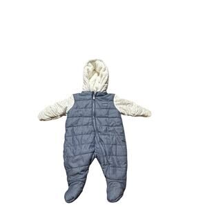 Calvin Klein Navy and Gray sherpa quilted footie for infants' size 6-9 months